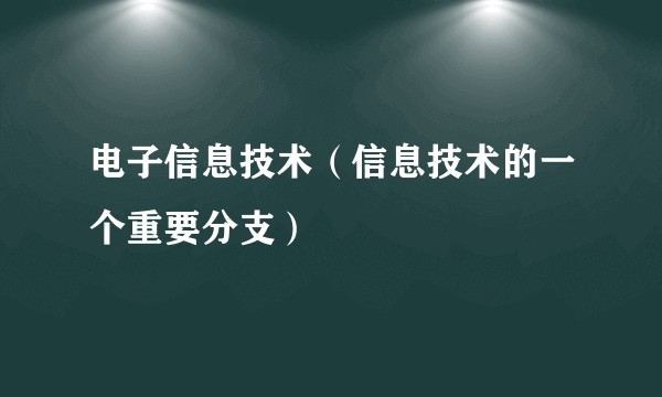电子信息技术（信息技术的一个重要分支）