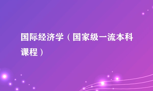 国际经济学（国家级一流本科课程）