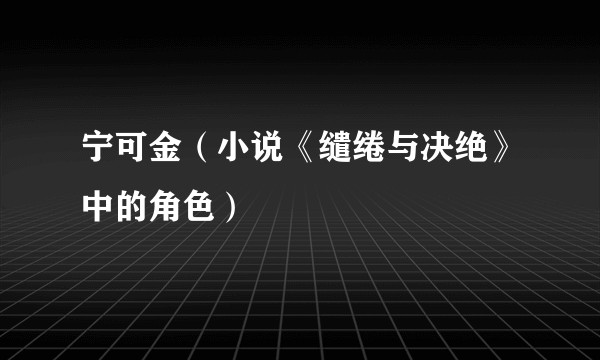 宁可金（小说《缱绻与决绝》中的角色）