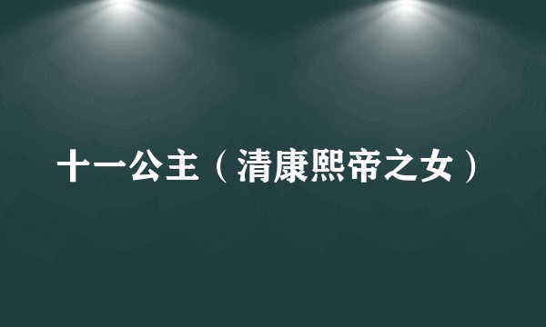 十一公主(清康熙帝之女)