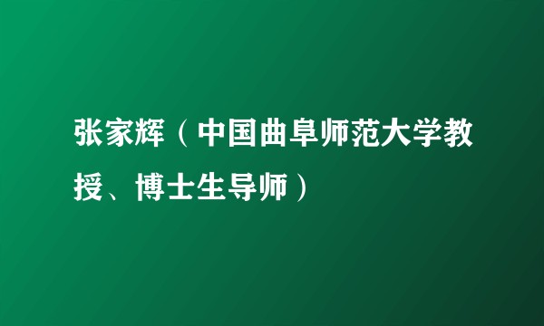 张家辉（中国曲阜师范大学教授、博士生导师）