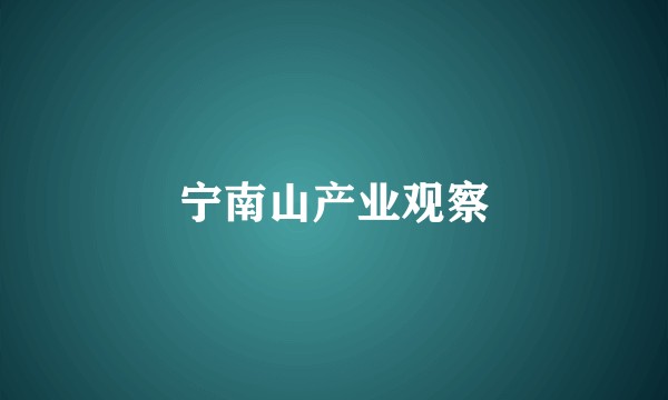 宁南山产业观察