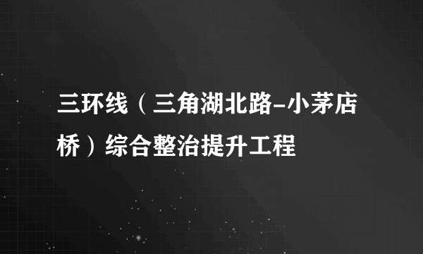 三环线（三角湖北路-小茅店桥）综合整治提升工程