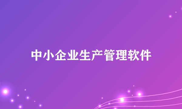 中小企业生产管理软件