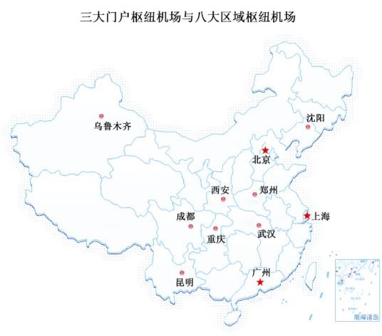 中国八大区域性枢纽机场
