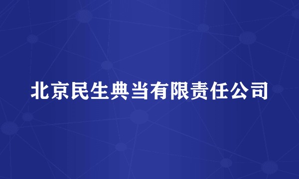 北京民生典当有限责任公司