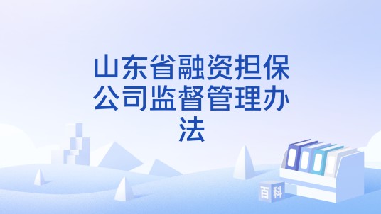 山东省融资担保公司监督管理办法