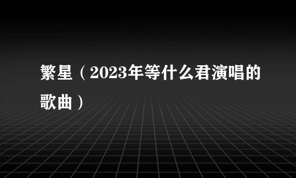 繁星（2023年等什么君演唱的歌曲）