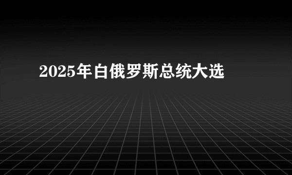 2025年白俄罗斯总统大选