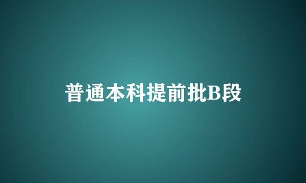 普通本科提前批B段