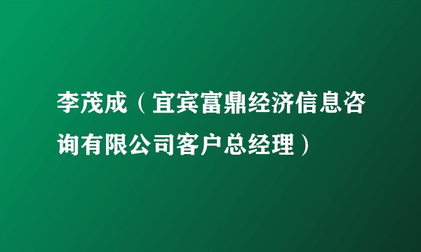 李茂成(宜宾富鼎经济信息咨询有限公司客户总经理)
