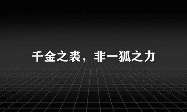 千金之裘，非一狐之力