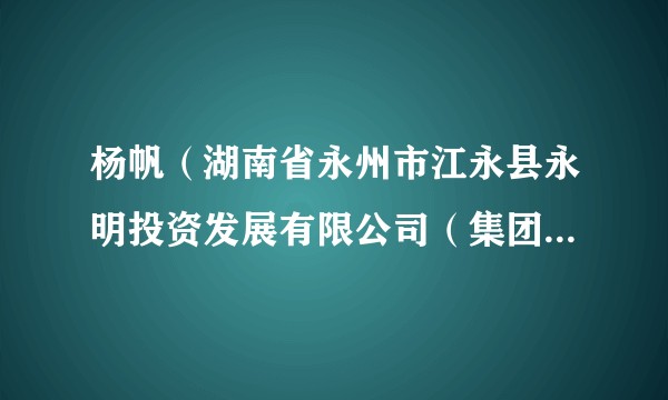 杨帆（湖南省永州市江永县永明投资发展有限公司（集团）党组书记、董事长）