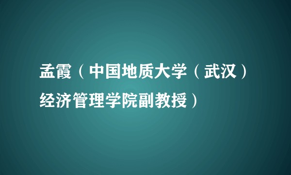 孟霞（中国地质大学（武汉）经济管理学院副教授）
