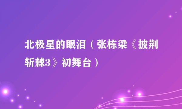 北极星的眼泪（张栋梁《披荆斩棘3》初舞台）