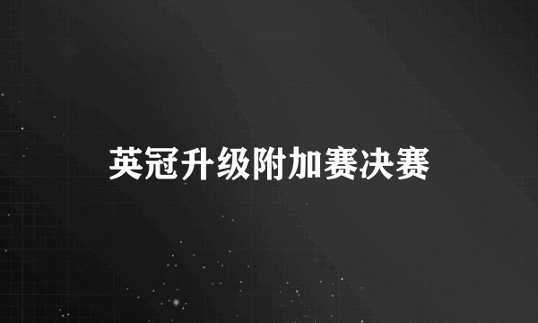 英冠升级附加赛决赛
