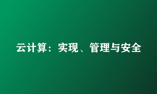 云计算：实现、管理与安全