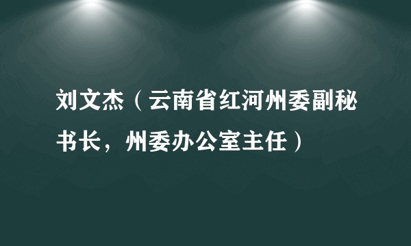 刘文杰（云南省红河州委副秘书长，州委办公室主任）