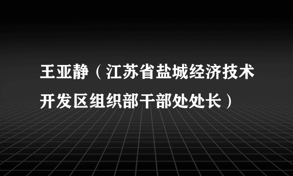 王亚静(江苏省盐城经济技术开发区组织部干部处处长)