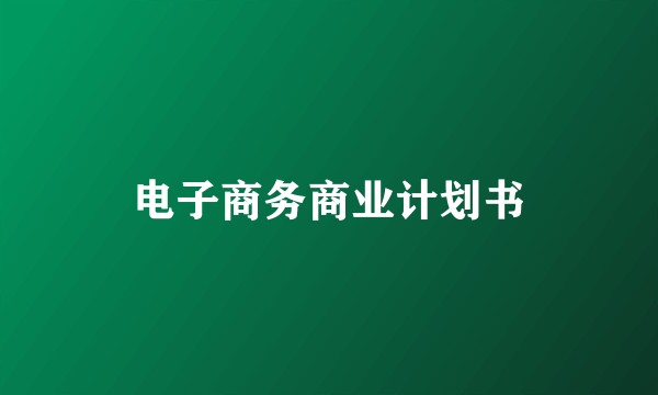 电子商务商业计划书