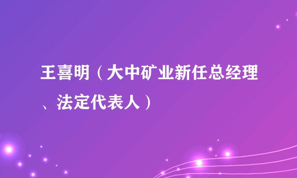 王喜明（大中矿业新任总经理、法定代表人）