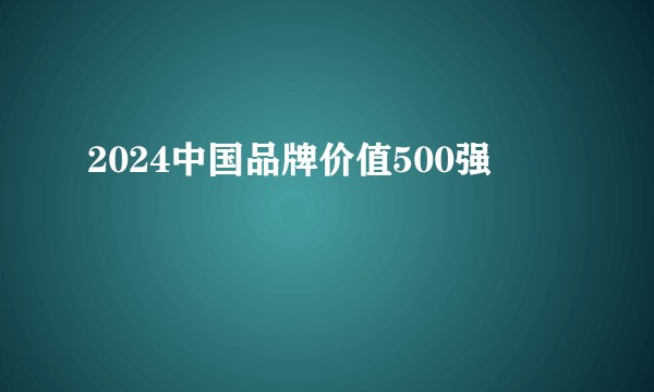 2024中国品牌价值500强