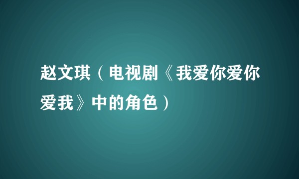 赵文琪（电视剧《我爱你爱你爱我》中的角色）