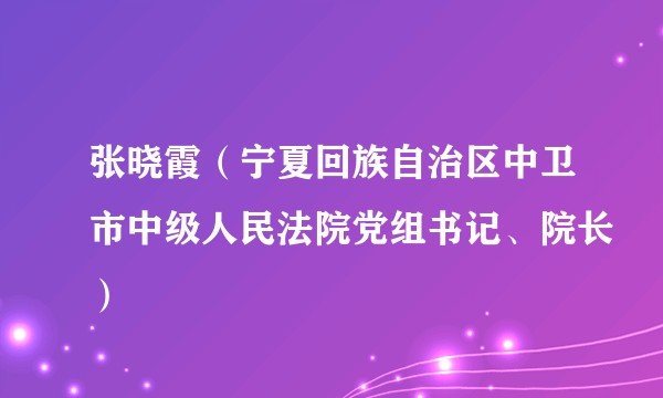 张晓霞（宁夏回族自治区中卫市中级人民法院党组书记、院长）