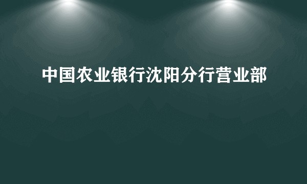 中国农业银行沈阳分行营业部