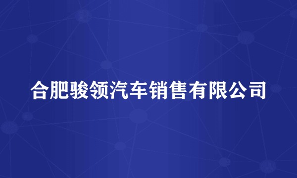 合肥骏领汽车销售有限公司