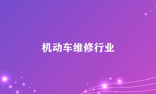 机动车维修行业