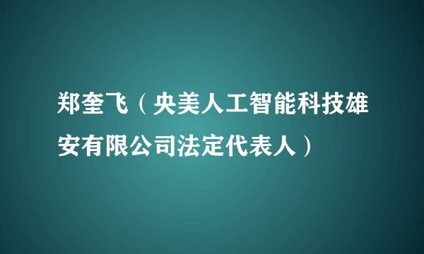 郑奎飞（央美人工智能科技雄安有限公司法定代表人）