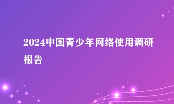 2024中国青少年网络使用调研报告