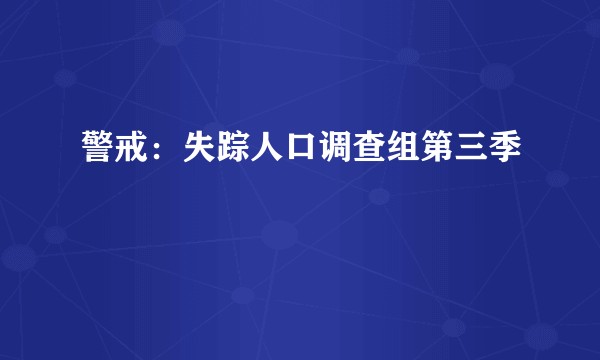 警戒：失踪人口调查组第三季