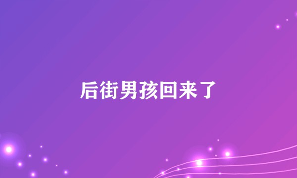 后街男孩回来了