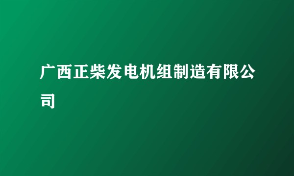 广西正柴发电机组制造有限公司
