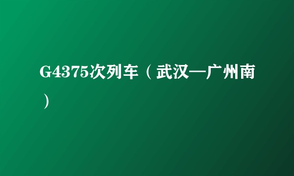 G4375次列车（武汉—广州南）