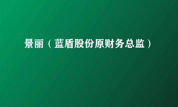 景丽（蓝盾股份原财务总监）