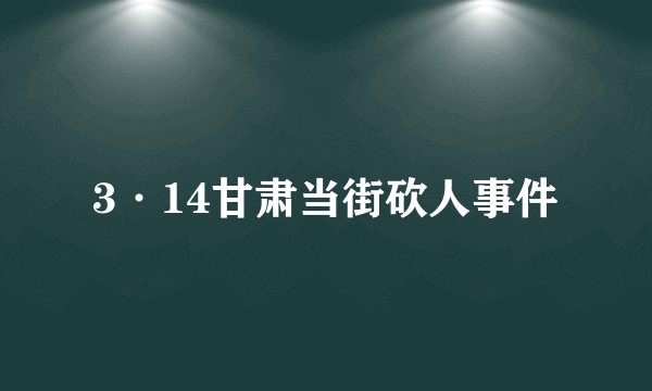 3·14甘肃当街砍人事件