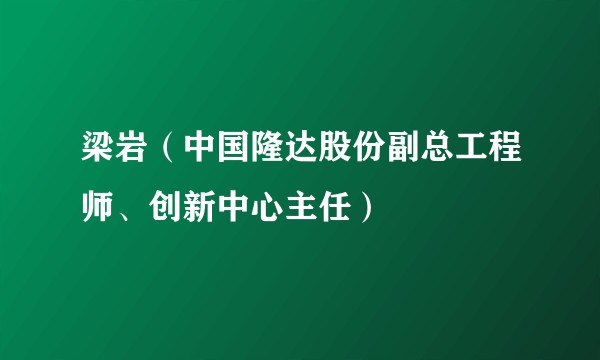 梁岩（中国隆达股份副总工程师、创新中心主任）