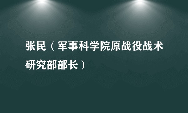 张民（军事科学院原战役战术研究部部长）