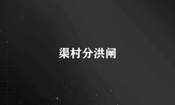 渠村分洪闸