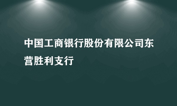 中国工商银行股份有限公司东营胜利支行