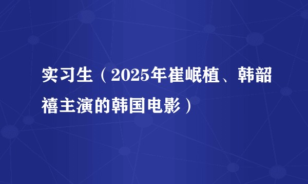实习生（2025年崔岷植、韩韶禧主演的韩国电影）