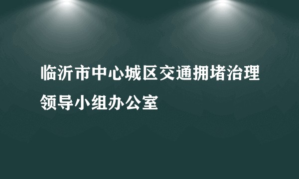 临沂市中心城区交通拥堵治理领导小组办公室