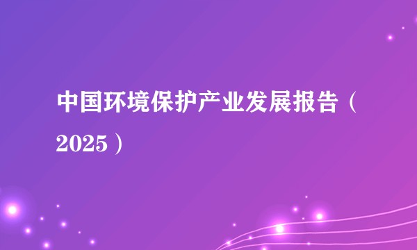 中国环境保护产业发展报告（2025）
