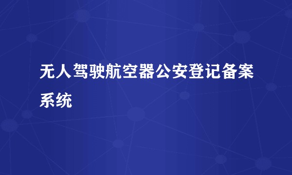无人驾驶航空器公安登记备案系统