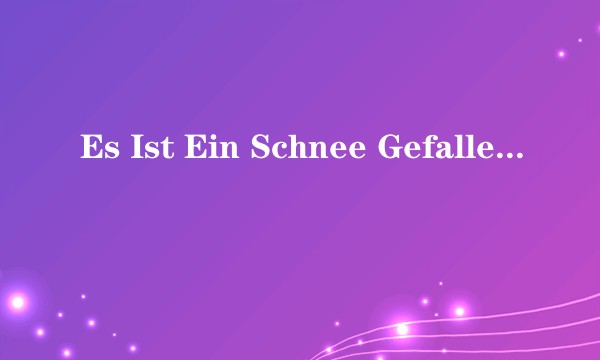 Es Ist Ein Schnee Gefallen（德国中世纪民谣）