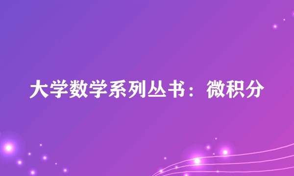 大学数学系列丛书：微积分