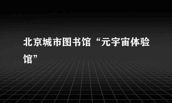 北京城市图书馆“元宇宙体验馆”
